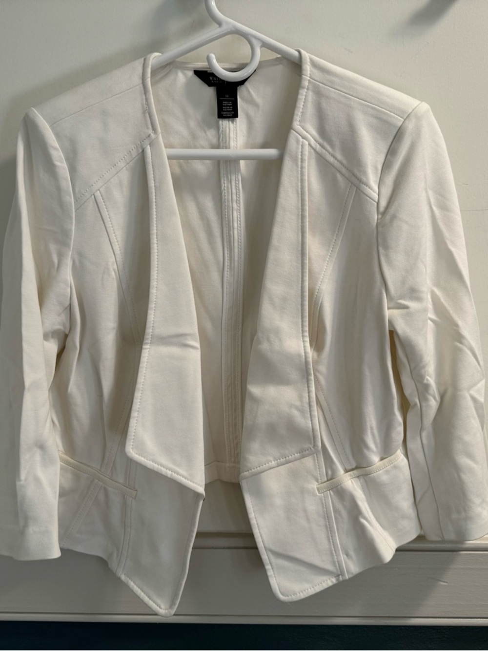 Women's White Open-Front Blazer Jacket